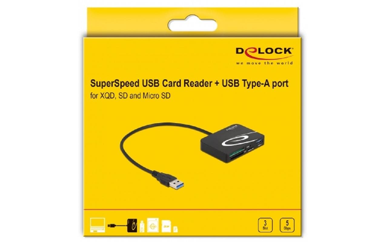 DeLOCK 91756 – Externer Kartenleser – für SD/SDHC/SDXC, microSD, XQD, MMC, USB-C (USB 3.0)