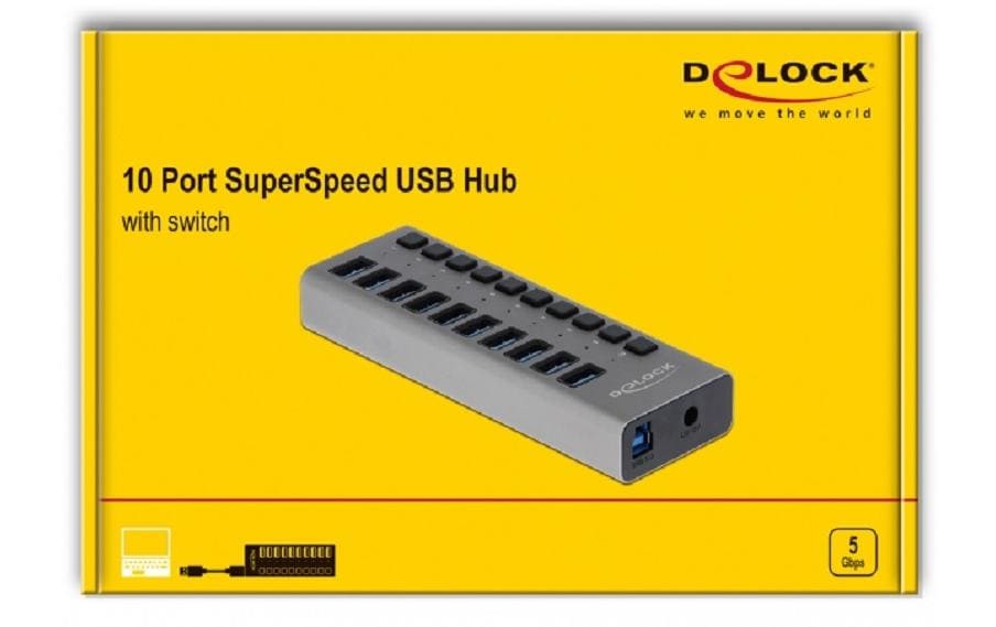 DeLOCK 63670 USB-Hub – 10× USB-A, für Windows/Mac/Linux