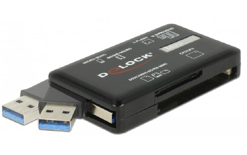 DeLOCK USB-Kartenleser USB 3.2 Gen 1 (5 Gbit/s) – CF, CF Typ II, SD/microSD, MMC, MS, M2, xD – Schwarz