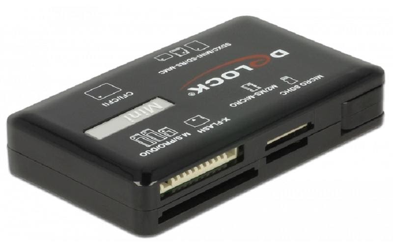 DeLOCK USB-Kartenleser USB 3.2 Gen 1 (5 Gbit/s) – CF, CF Typ II, SD/microSD, MMC, MS, M2, xD – Schwarz