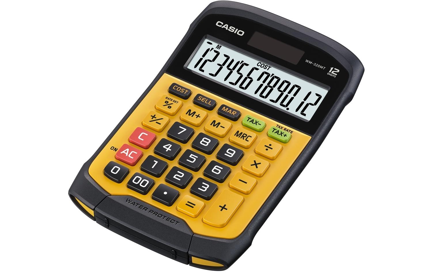 Casio Taschenrechner WM-320MT – 12-stellig – Solar/Batterie – Schwarz/Gelb