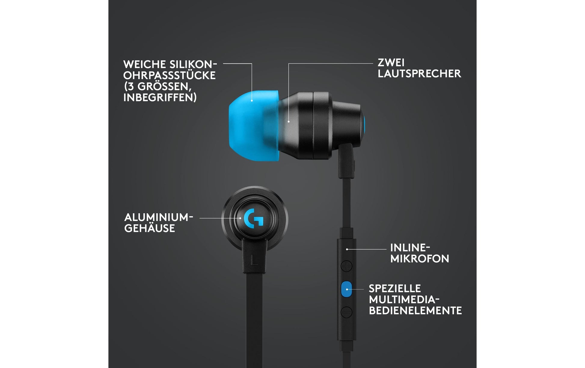 Logitech G G333 Gaming-Headset – In-Ear, Kabelgebunden, 3,5 mm Klinke, für PC, Xbox, PlayStation und mehr, Schwarz