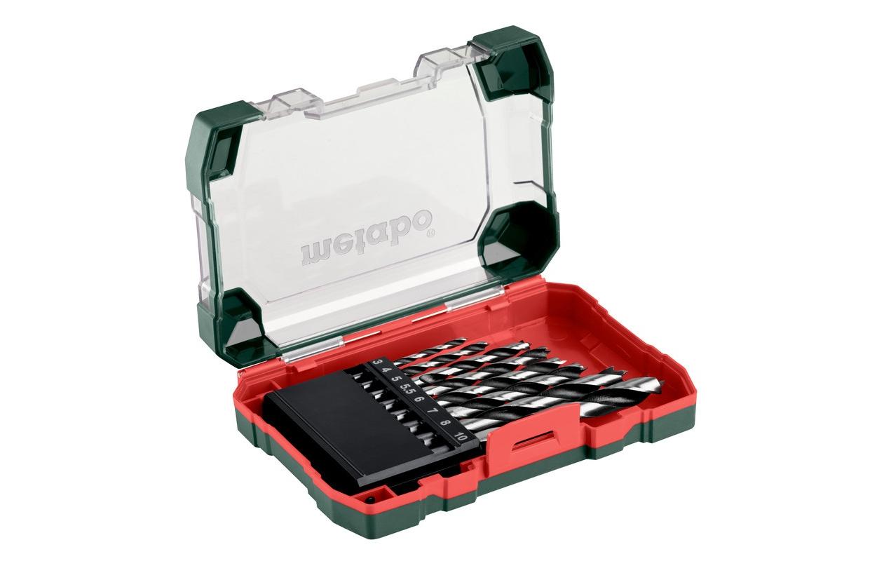 Metabo Holzbohrer-Set 3/4/5/5,5/6/7/8/10 mm CrV Zylinderschaft – für Holz – 8-tlg. – mit Kassette