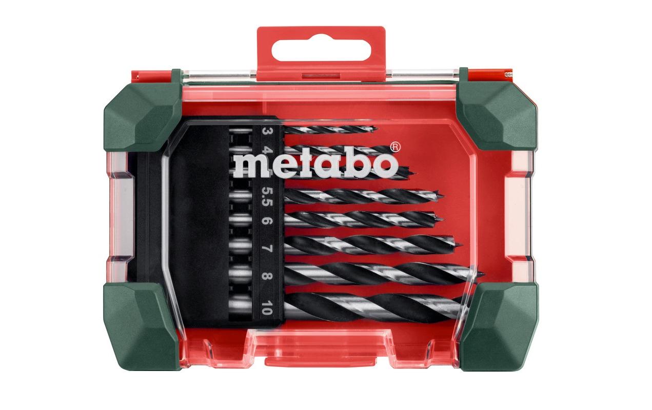 Metabo Holzbohrer-Set 3/4/5/5,5/6/7/8/10 mm CrV Zylinderschaft – für Holz – 8-tlg. – mit Kassette