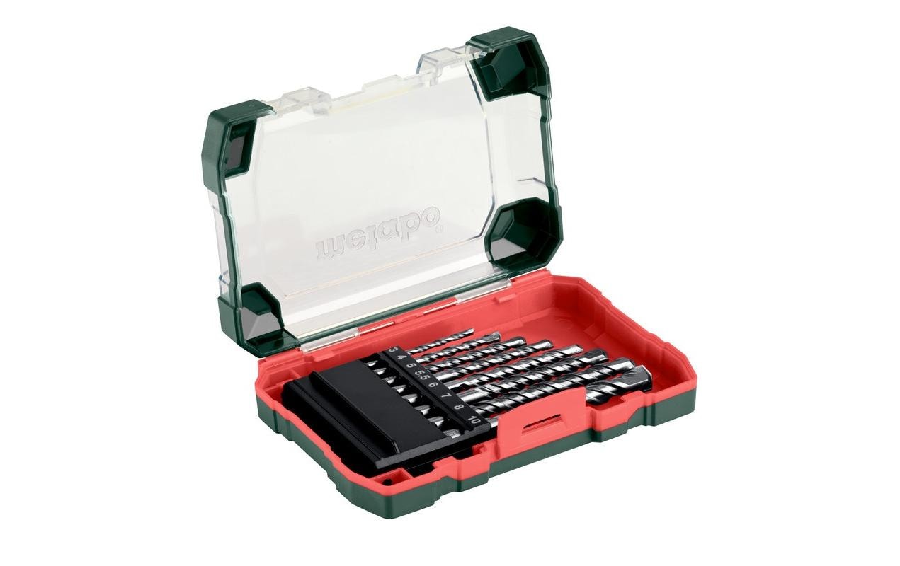 Metabo Steinbohrer-Set 3/4/5/5,5/6/7/8/10 mm CrV Zylinderschaft – für Mauerwerk & Beton – 8-tlg.
