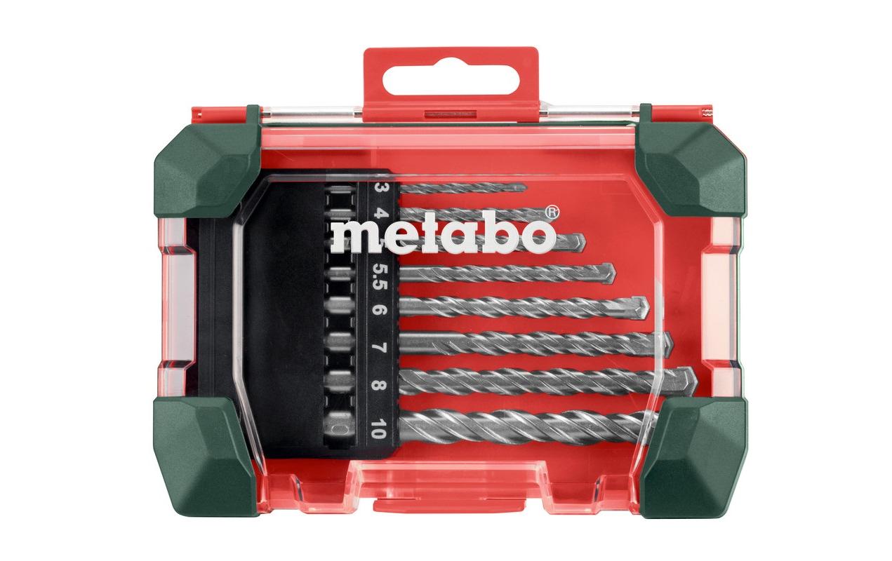 Metabo Steinbohrer-Set 3/4/5/5,5/6/7/8/10 mm CrV Zylinderschaft – für Mauerwerk & Beton – 8-tlg.