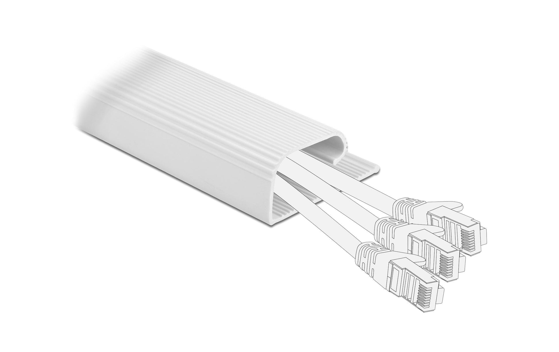 DeLOCK Untertisch-Kabelwanne – 400×57×25 mm – PVC – Weiss, 2 Stk.