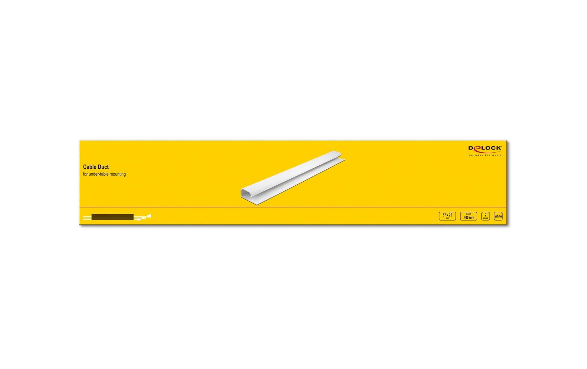 DeLOCK Untertisch-Kabelwanne – 400×57×25 mm – PVC – Weiss, 2 Stk.