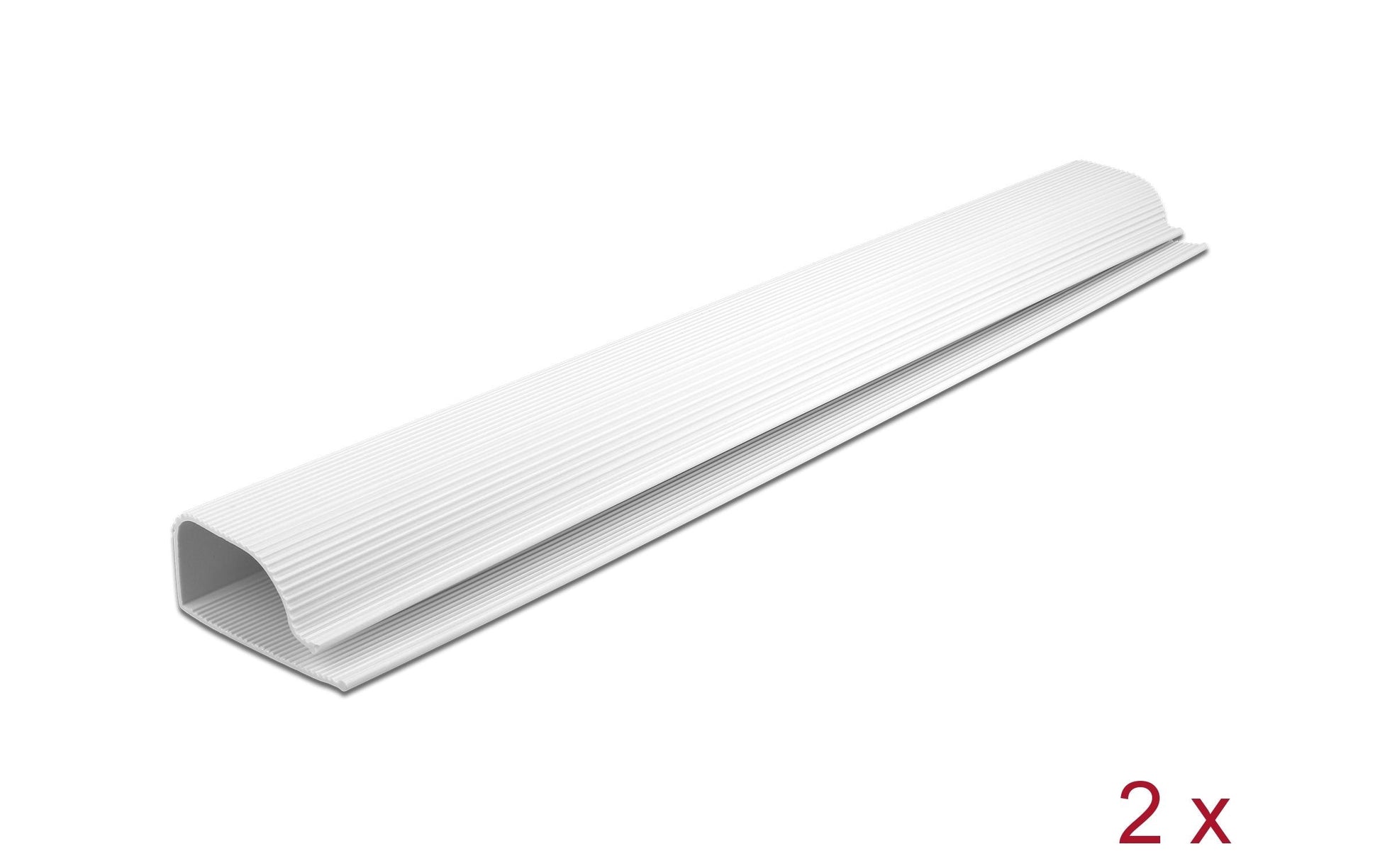 DeLOCK Untertisch-Kabelwanne – 400 × 63 × 28 mm – PVC – Weiss, 2 Stk.