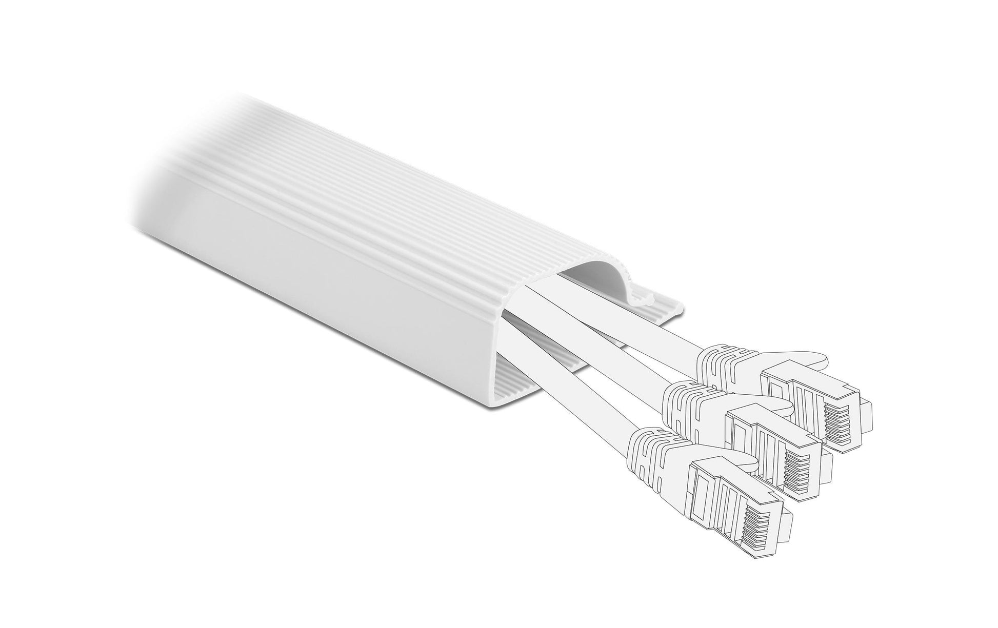 DeLOCK Untertisch-Kabelwanne – 400 × 63 × 28 mm – PVC – Weiss, 2 Stk.
