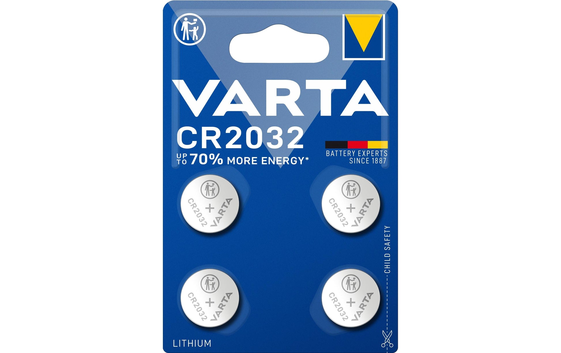 Varta Knopfzellen CR2032, Lithium-Mangandioxid, 3 V – 4 Stk.