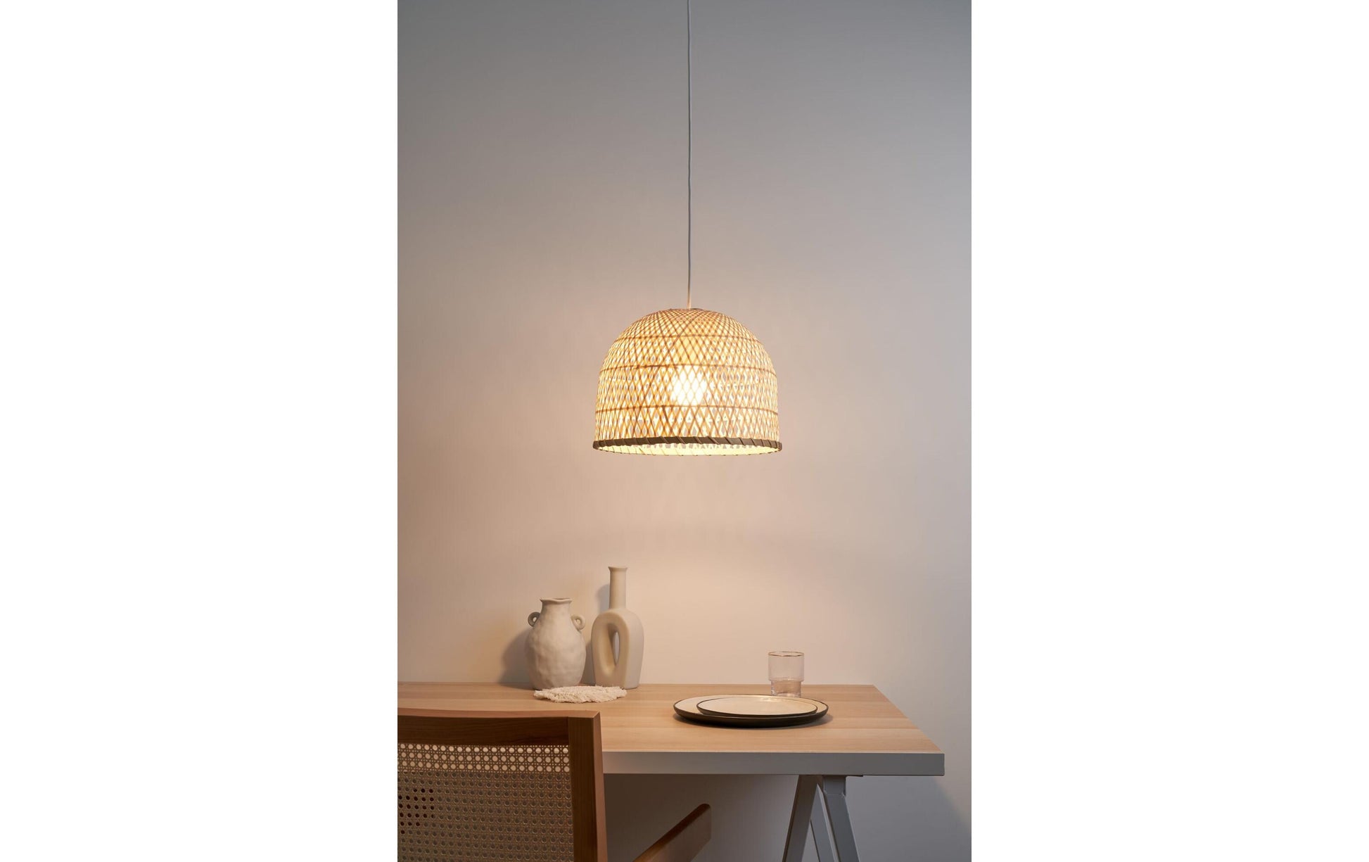 Pauleen Pendelleuchte Woody Pearl – Ø 33 × 23 cm, 20 W, beige/weiss, E27