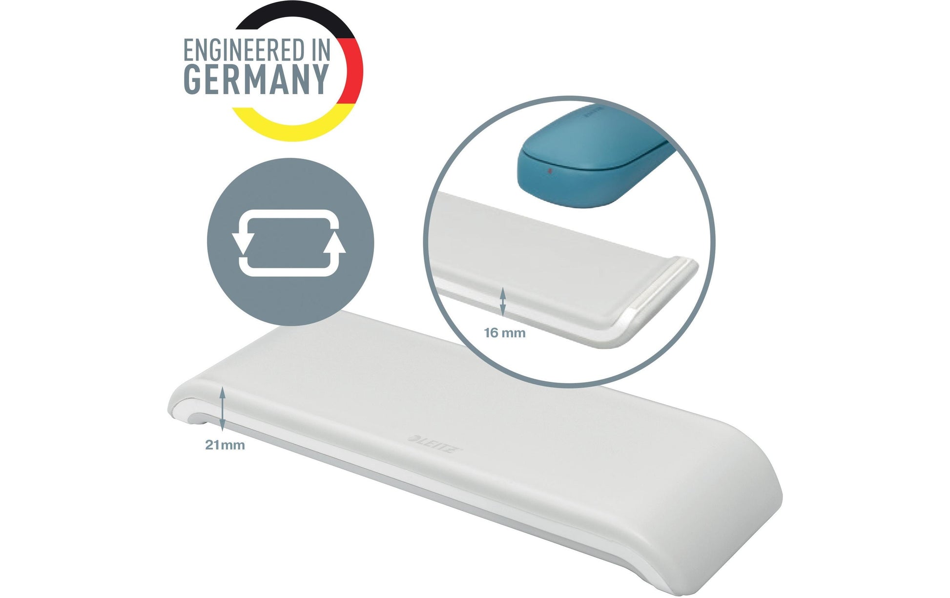 Leitz Maus-Handgelenkauflage – Ergo Cosy – für Maus – Schaumstoff – ergonomisch – 183×60×21 mm – Grau