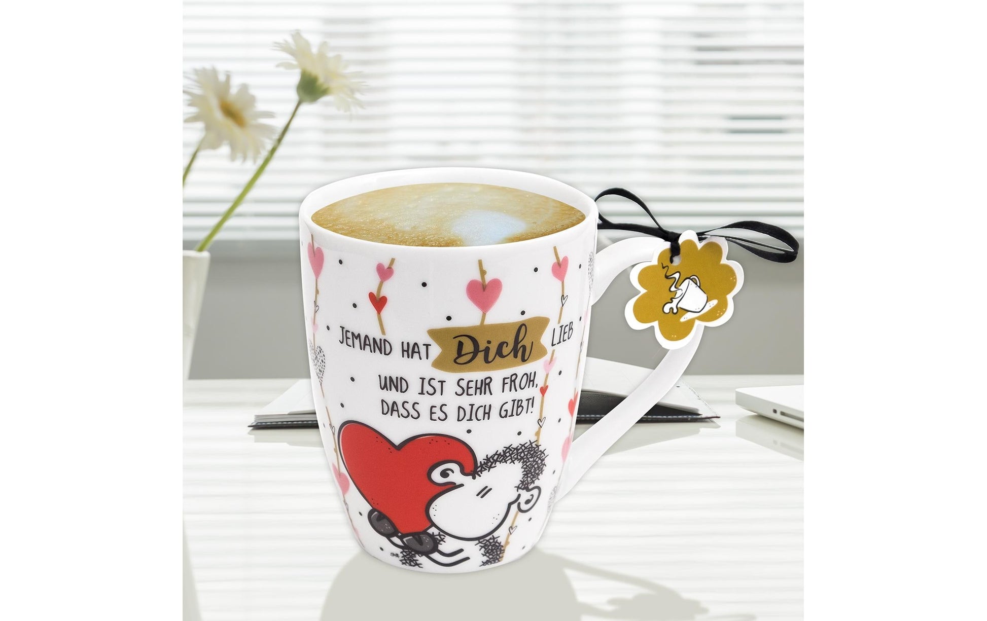 Sheepworld Tasse Jemand hat Dich lieb – 300 ml, Ø 8,4 cm, H 10,5 cm, Keramik, spülmaschinenfest