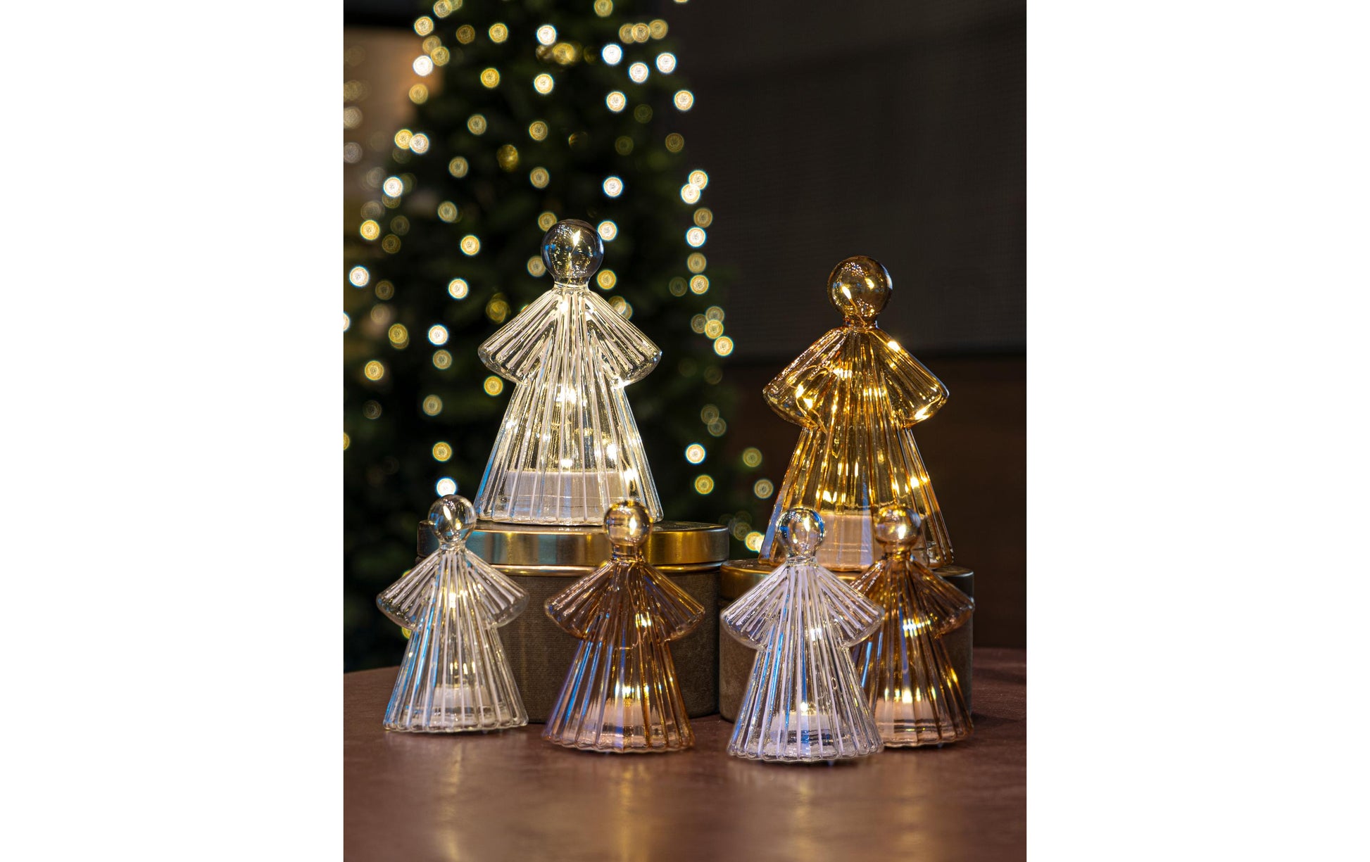 Sirius Home Dekorationsfigur – mit 10 LEDs, Ø 9,5 × 15 cm – Glas, weiss