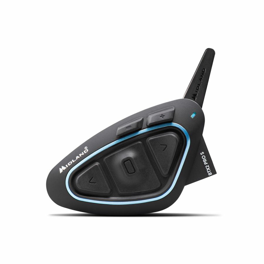 Midland BTX2 Pro S Lautsprechertelefon – Bluetooth – IPX6, für Motorrad – Schwarz/Blau