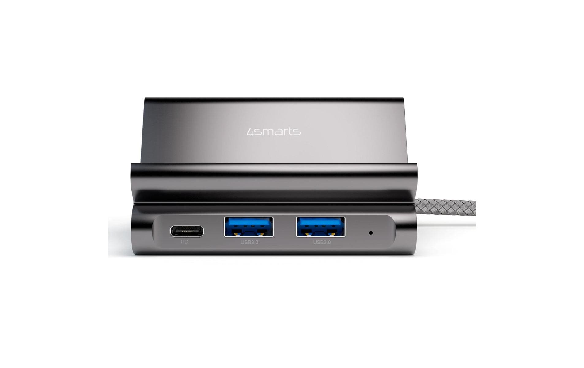 4smarts 7-in-1 Hub Smartphone-Dock – USB-C, HDMI ×1, USB-A ×2, Ethernet – PD 100 W – für Tablet/Phone – Grau