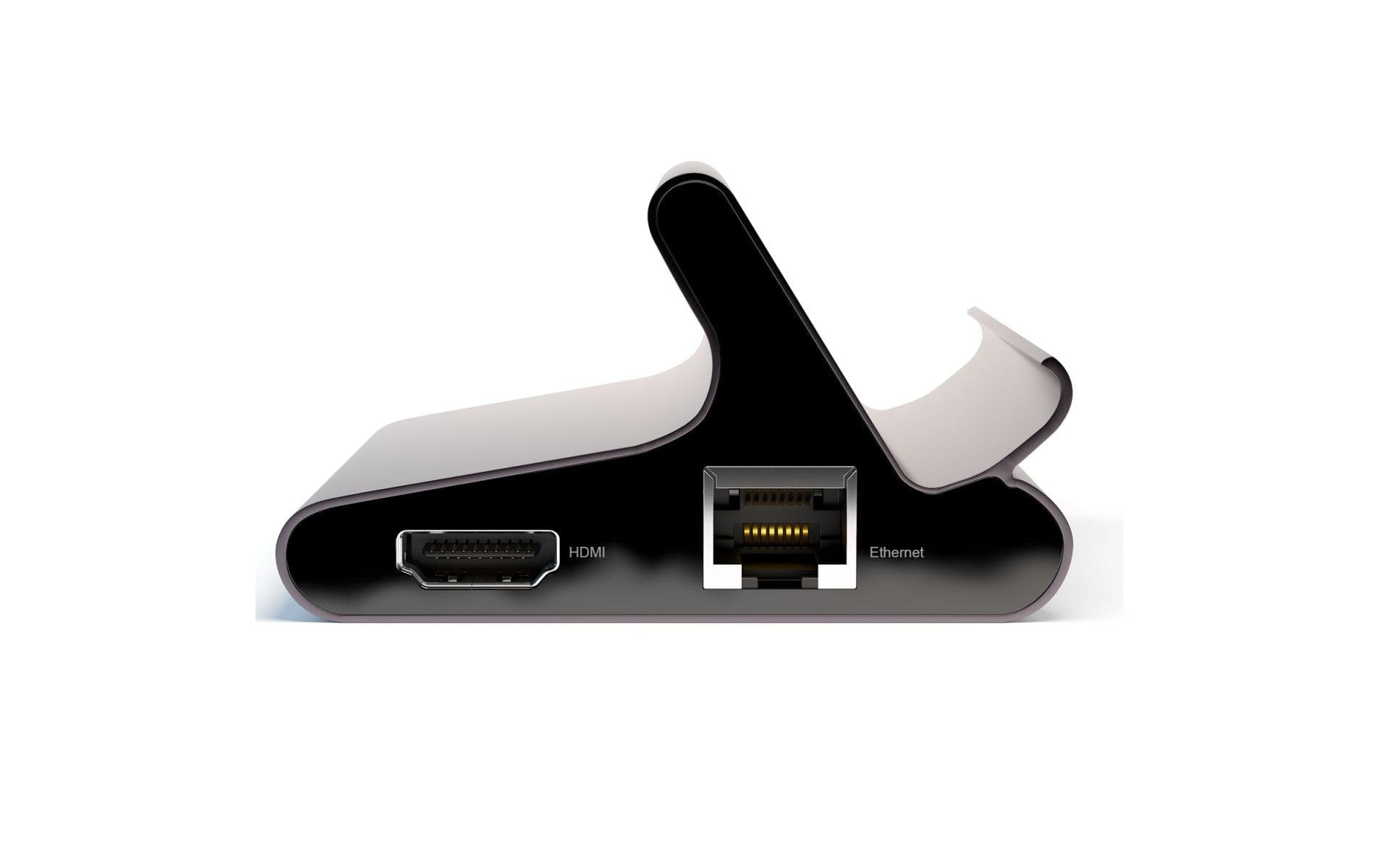 4smarts 7-in-1 Hub Smartphone-Dock – USB-C, HDMI ×1, USB-A ×2, Ethernet – PD 100 W – für Tablet/Phone – Grau