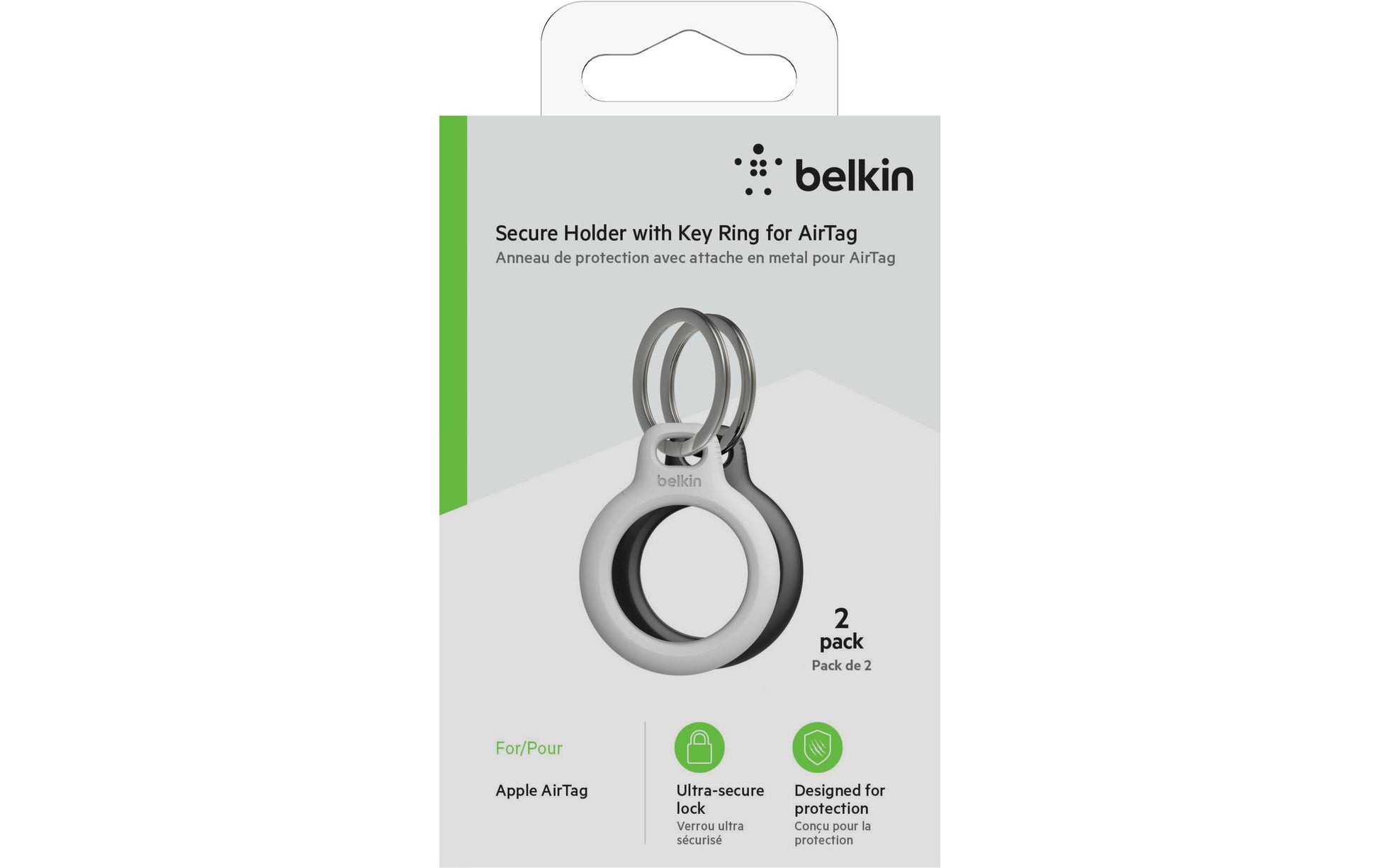 Belkin Schlüsselanhänger – schwarz, weiss, mit Ring, 2 Stk. – für Apple AirTag