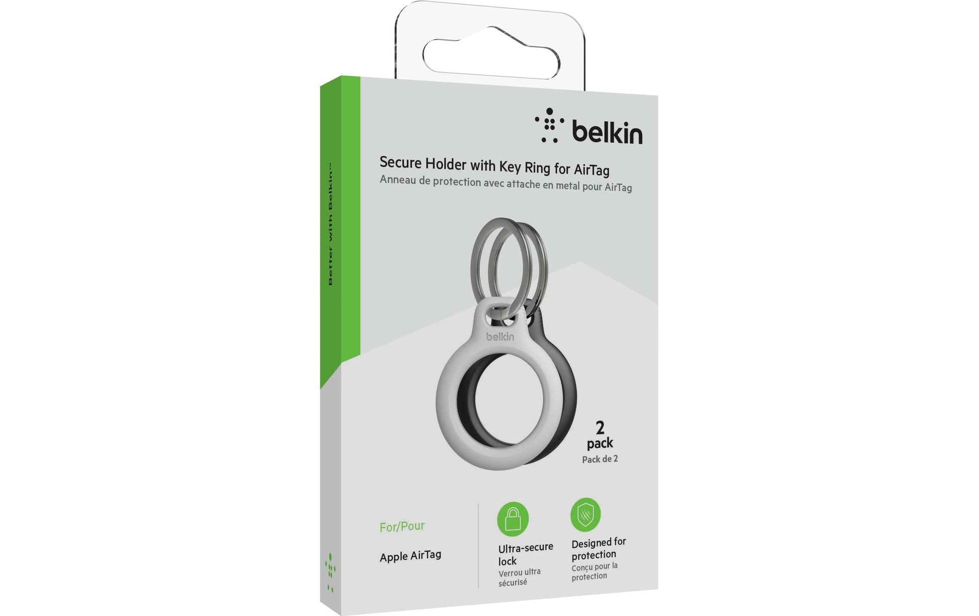 Belkin Schlüsselanhänger – schwarz, weiss, mit Ring, 2 Stk. – für Apple AirTag
