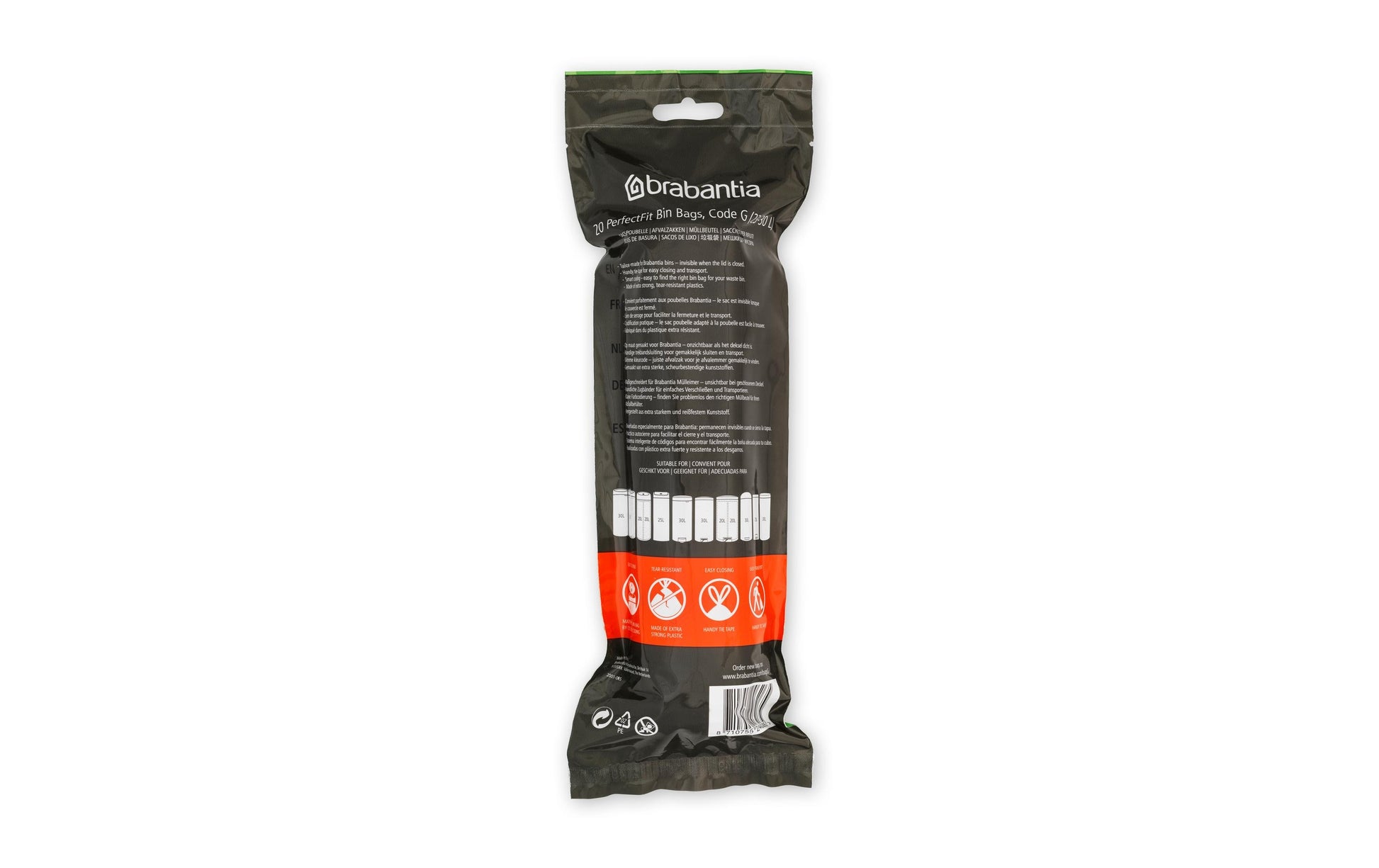 Brabantia Kehrichtsack – für PerfectFit, 30 l, mit Zugband, PE, 20 Stk