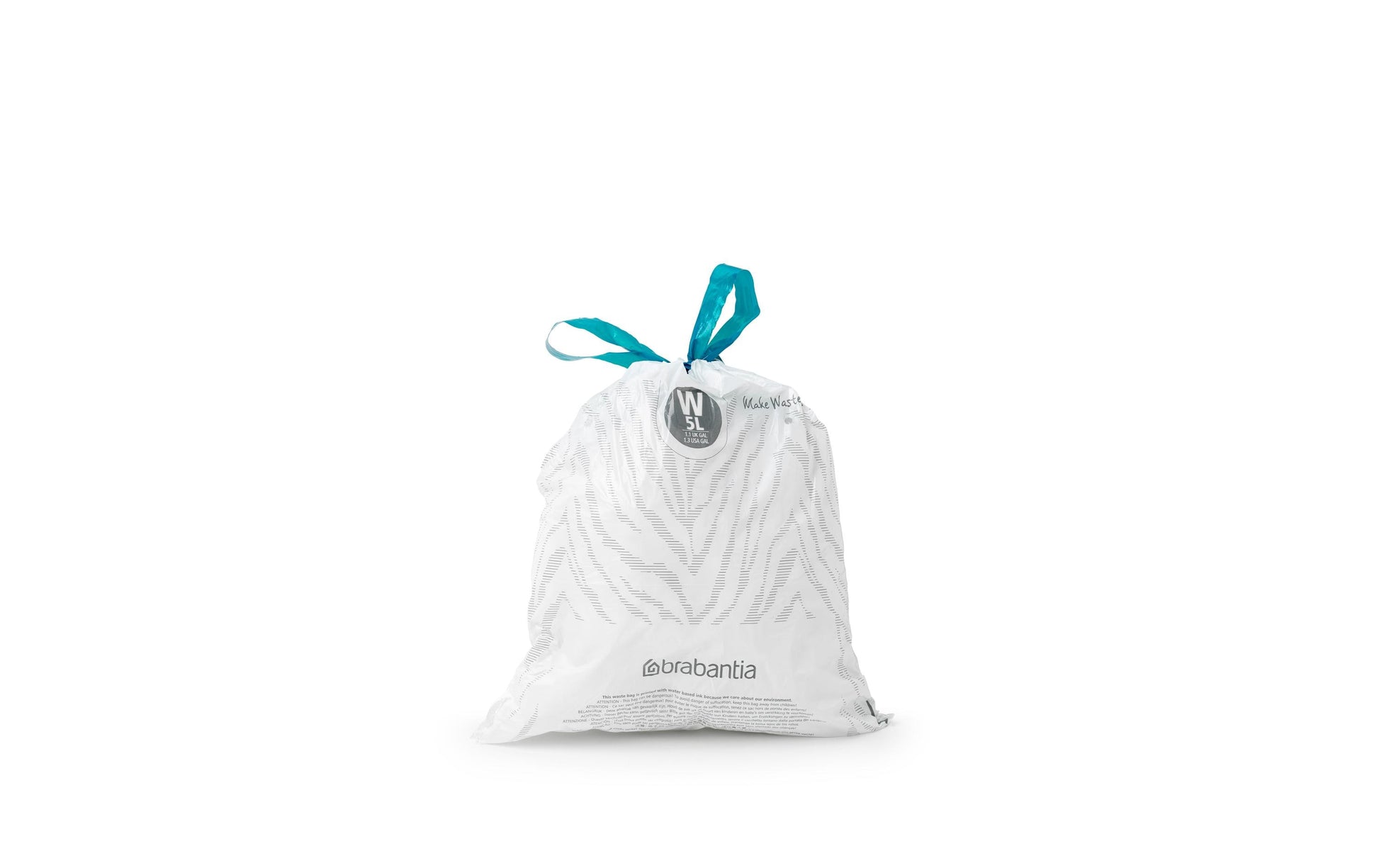 Brabantia Kehrichtsack PerfectFit für NewIcon 5 Liter – 5 l, mit Zugband, HDPE, weiss, 295 × 340 mm, 20 Stk