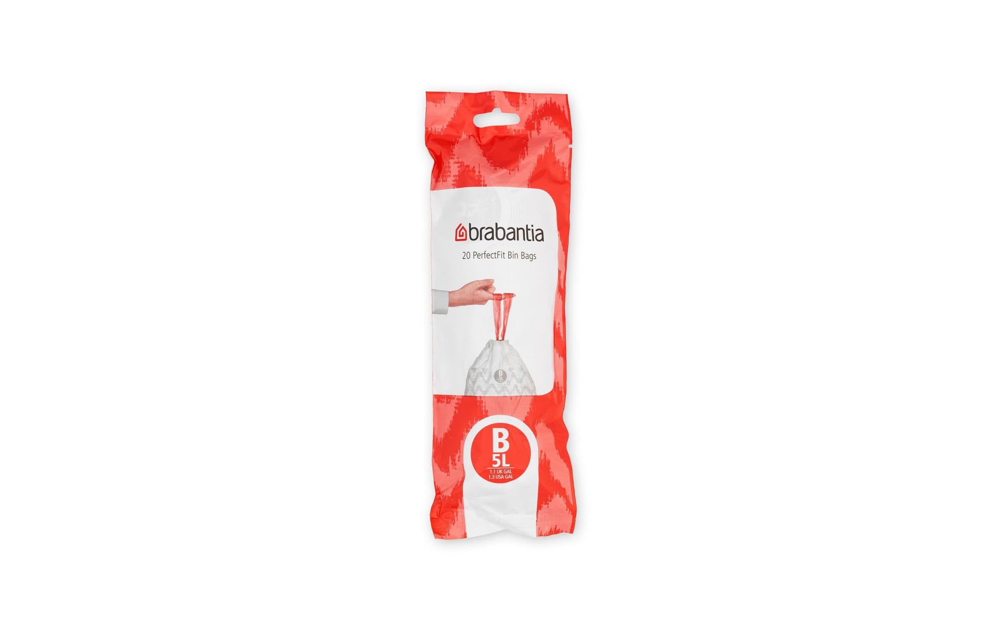Brabantia Kehrichtsack PerfectFit für Abfallbehälter – 5 l, mit Zugband, PE, weiss, 330 × 340 × 1 mm, 20 Stk