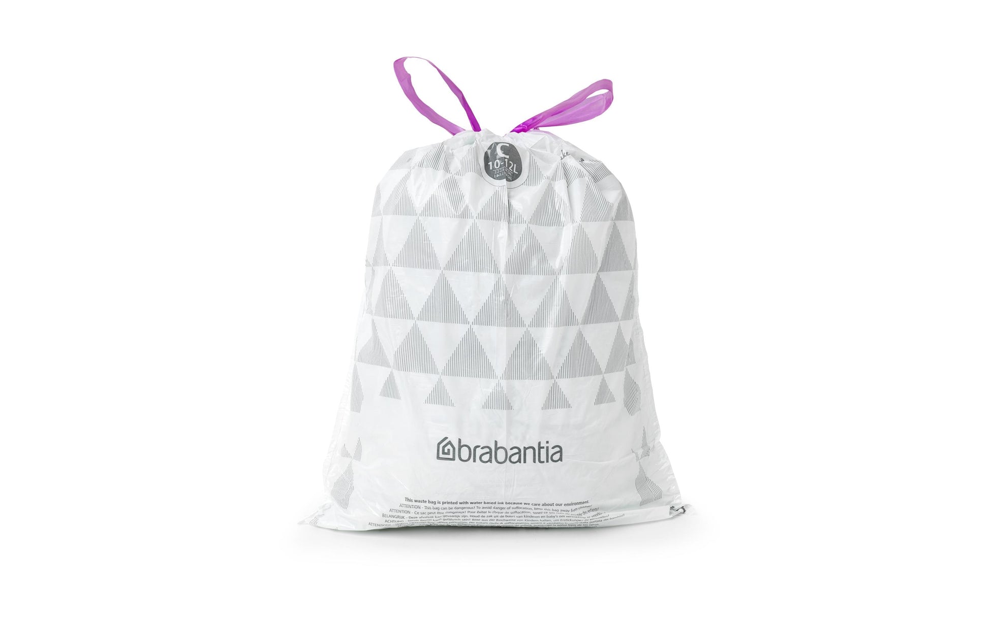 Brabantia Kehrichtsack PerfectFit – 12 l, mit Zugband, PE, weiss, 390 × 480 × 1 mm, 12 Rollen à 20 Stk