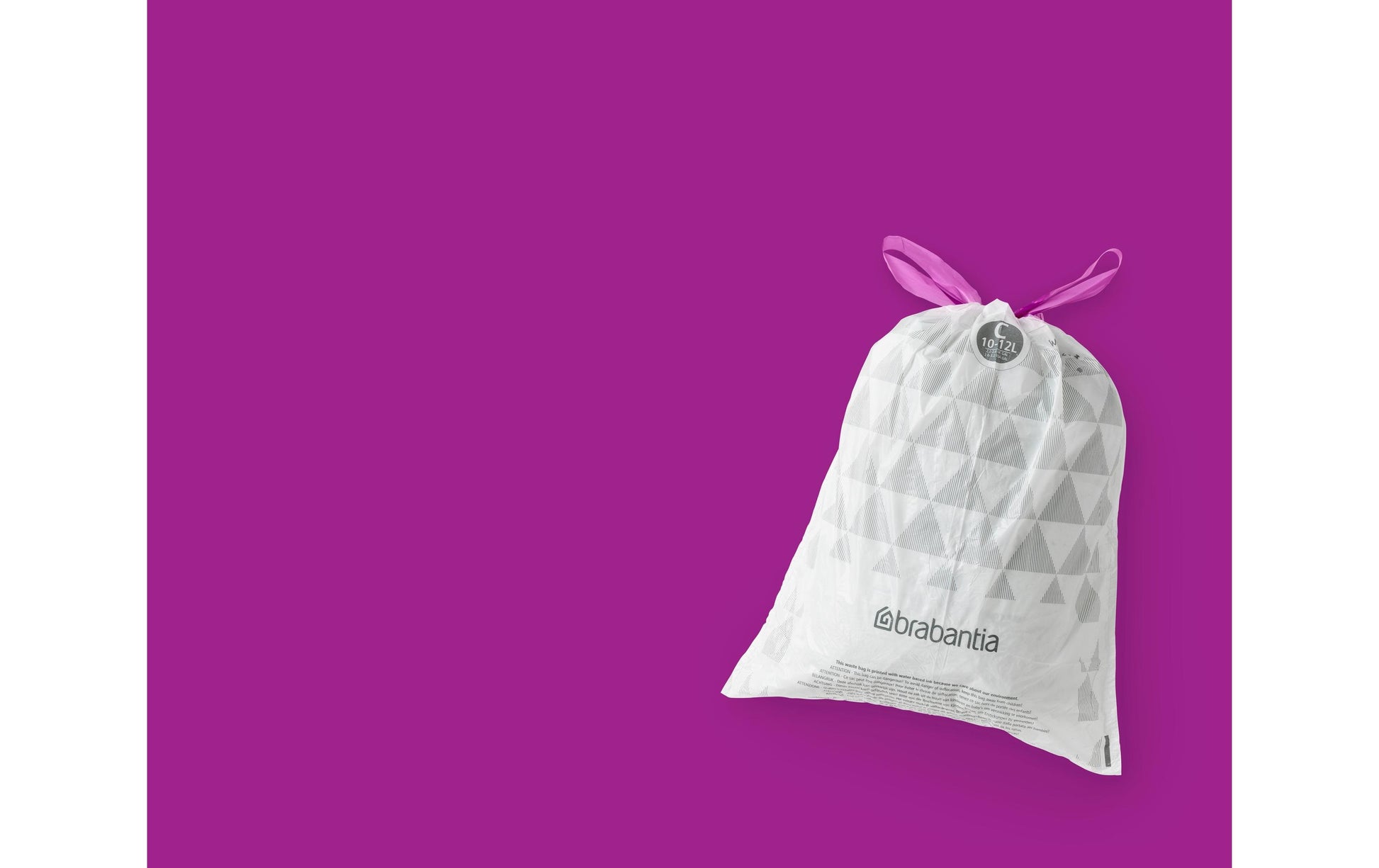 Brabantia Kehrichtsack PerfectFit – 12 l, mit Zugband, PE, weiss, 390 × 480 × 1 mm, 12 Rollen à 20 Stk