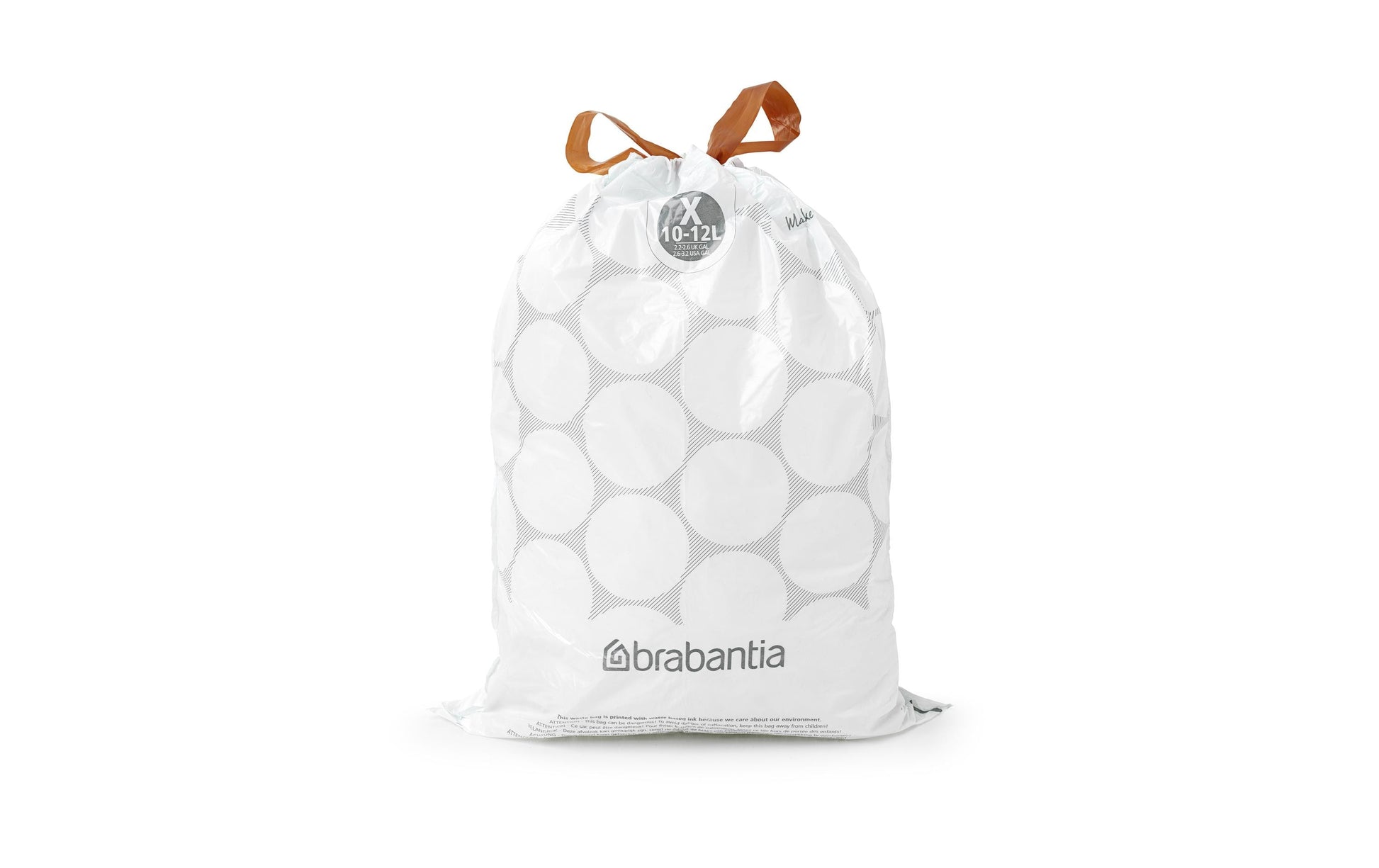 Brabantia Kehrichtsack PerfectFit – 12 l, mit Zugband, HDPE, weiss, 355 × 490 mm, 20 Stk