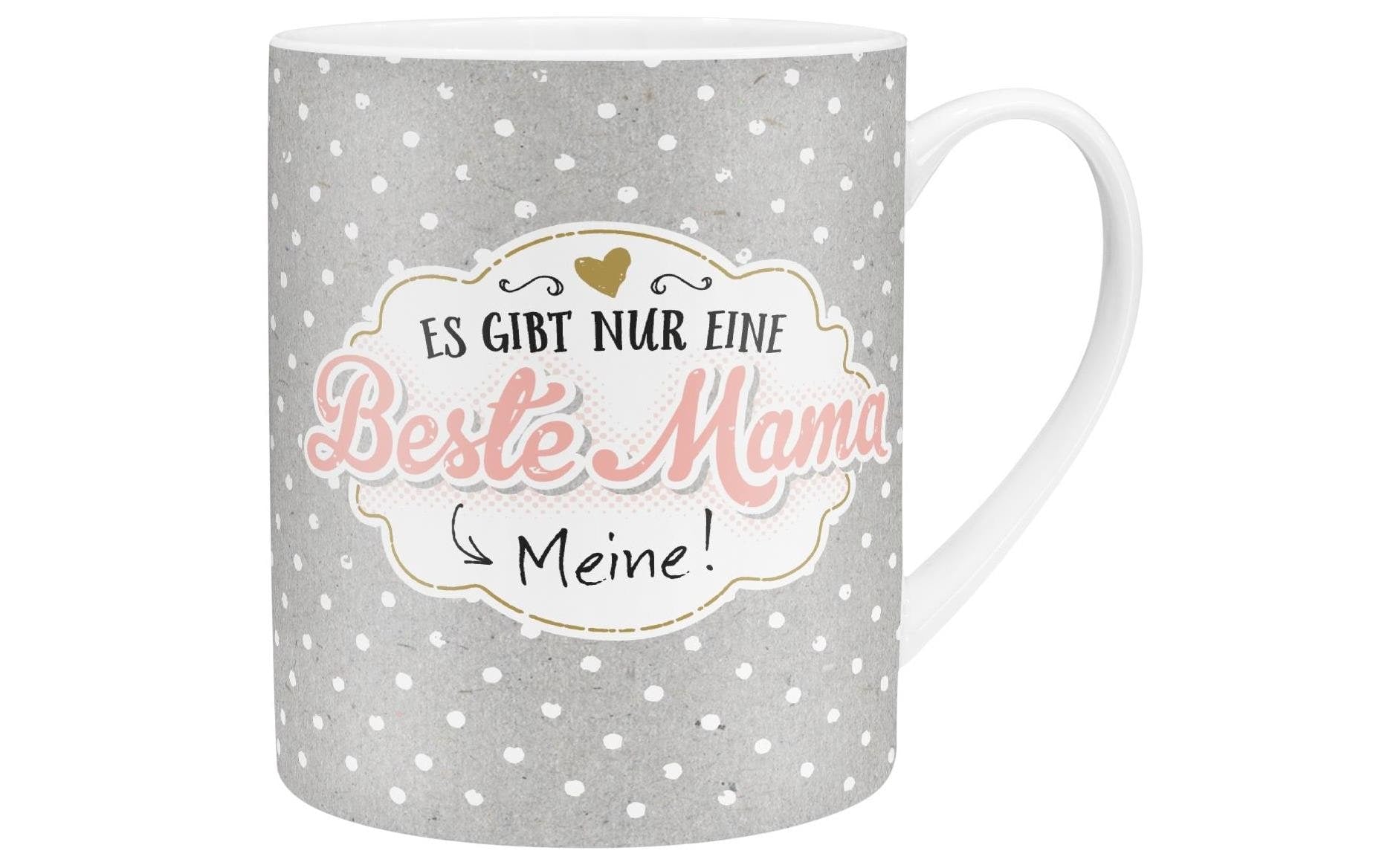 Sheepworld Tasse Beste Mama – 600 ml, Ø 9,5 cm, Porzellan, Hellgrau, spülmaschinenfest