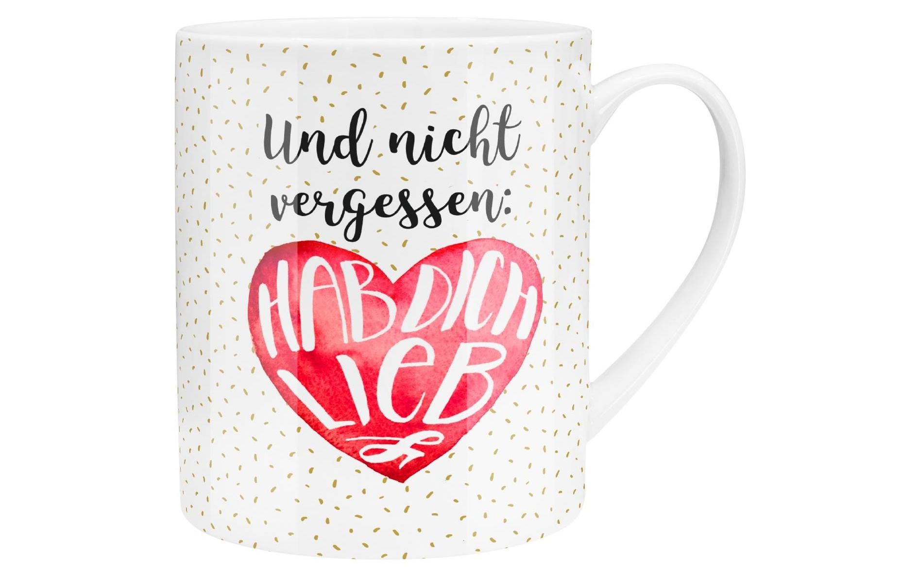 Sheepworld Tasse Und nicht vergessen – 600 ml, Ø 9,5 cm, Porzellan, Weiss, spülmaschinenfest