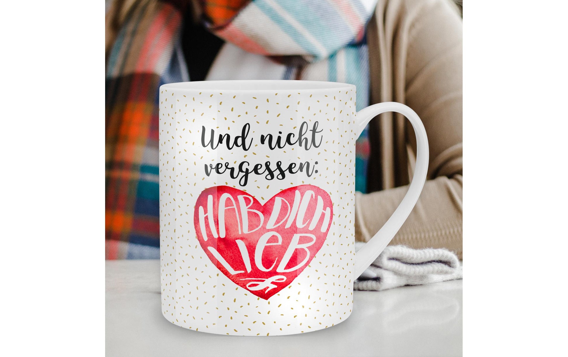 Sheepworld Tasse Und nicht vergessen – 600 ml, Ø 9,5 cm, Porzellan, Weiss, spülmaschinenfest