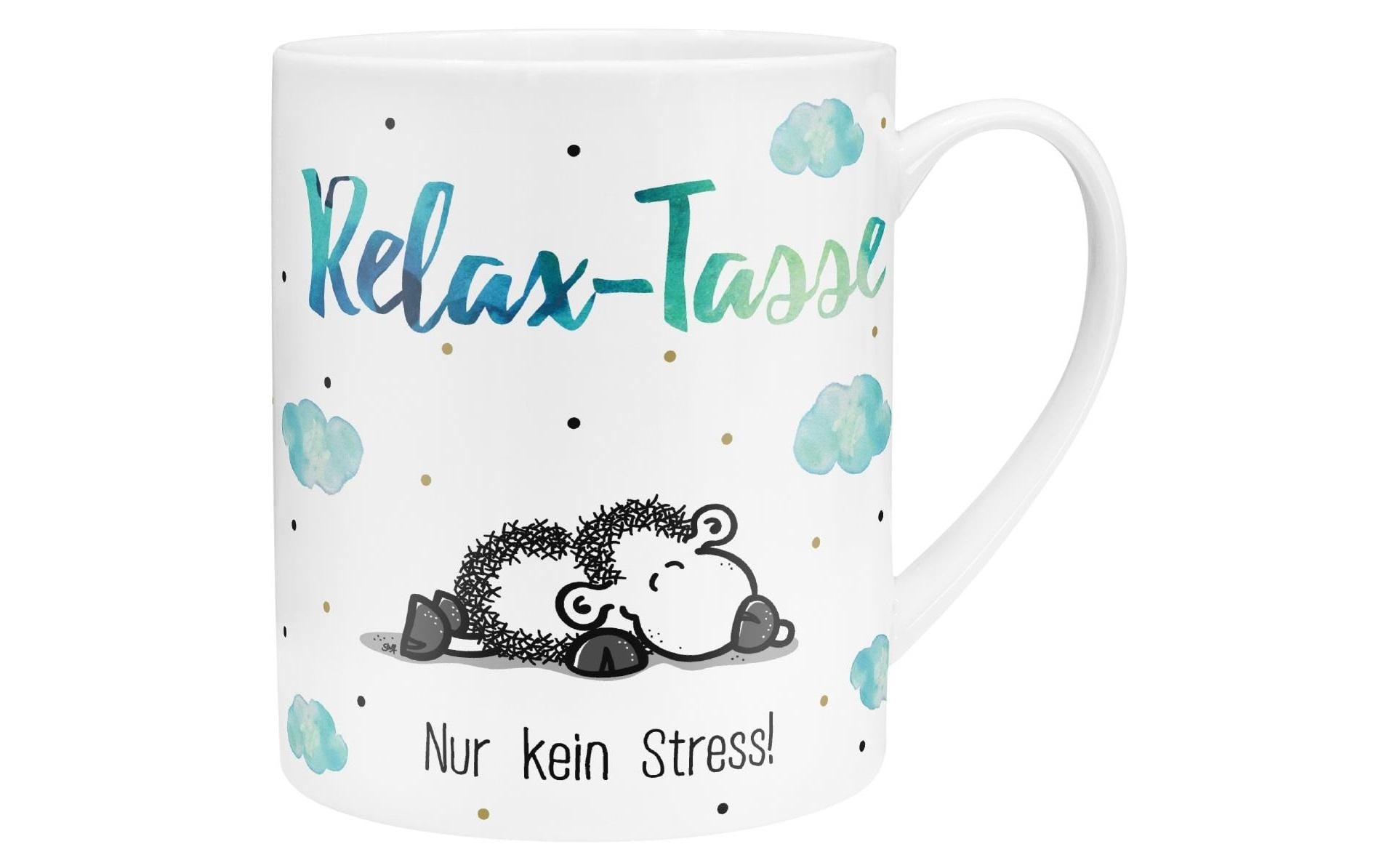 Sheepworld Tasse Relax – 600 ml, Ø 9,5 cm, H 11,5 cm, Porzellan, Weiss, spülmaschinenfest