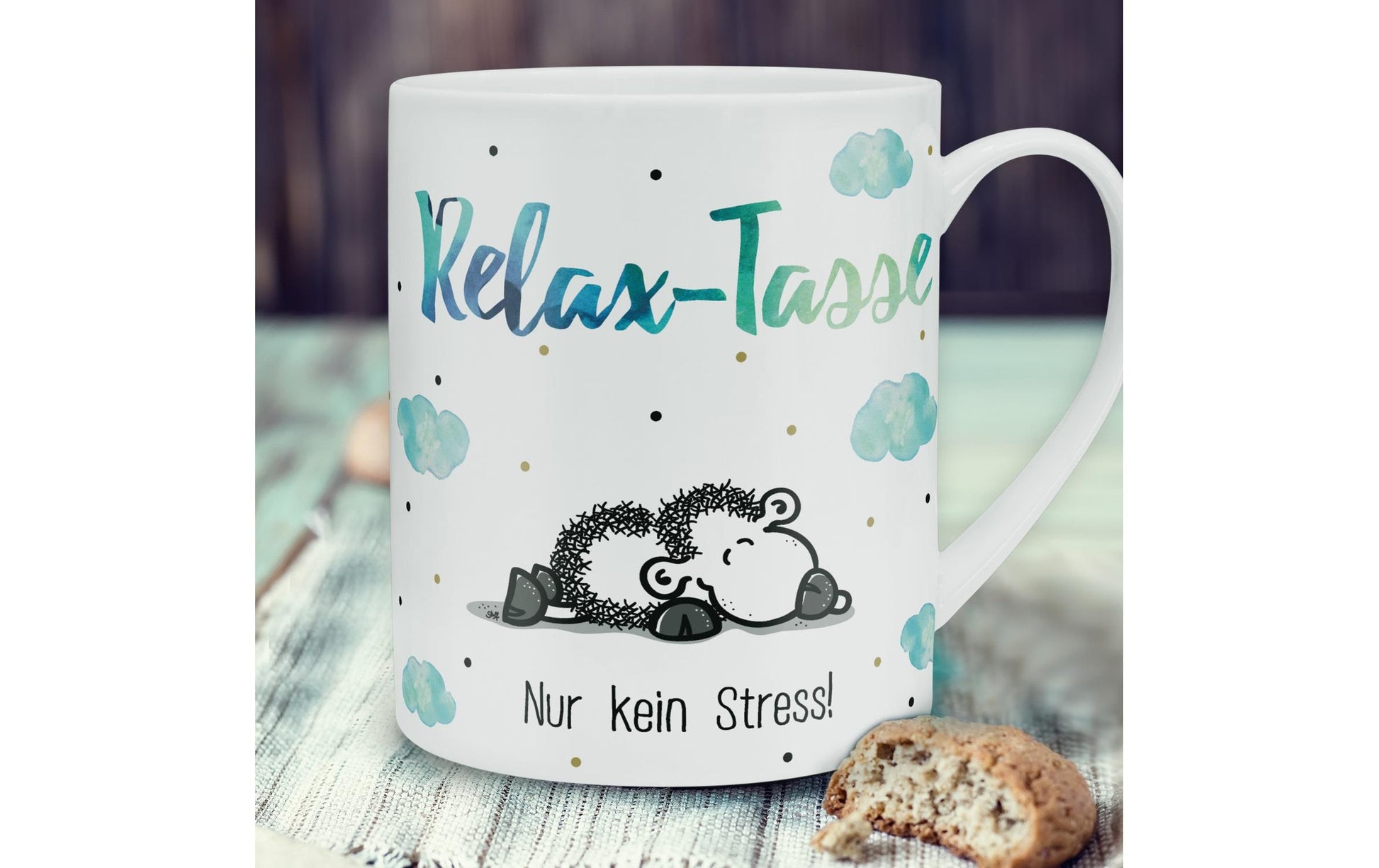 Sheepworld Tasse Relax – 600 ml, Ø 9,5 cm, H 11,5 cm, Porzellan, Weiss, spülmaschinenfest