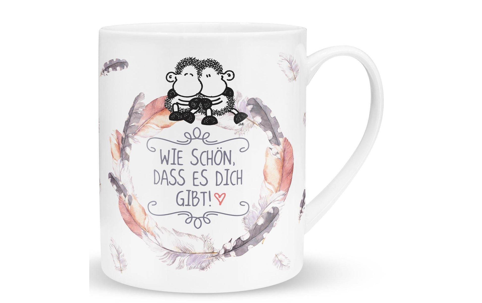 Sheepworld XL Tasse Wie schön – 600 ml, Ø 9,5 cm, H 11,5 cm, Keramik, Weiss, spülmaschinenfest