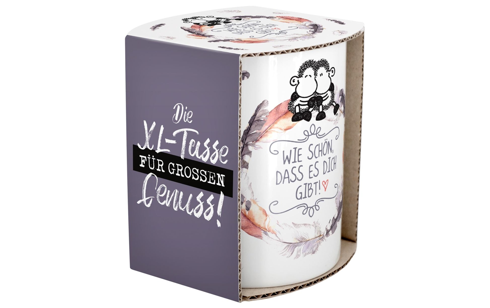 Sheepworld XL Tasse Wie schön – 600 ml, Ø 9,5 cm, H 11,5 cm, Keramik, Weiss, spülmaschinenfest