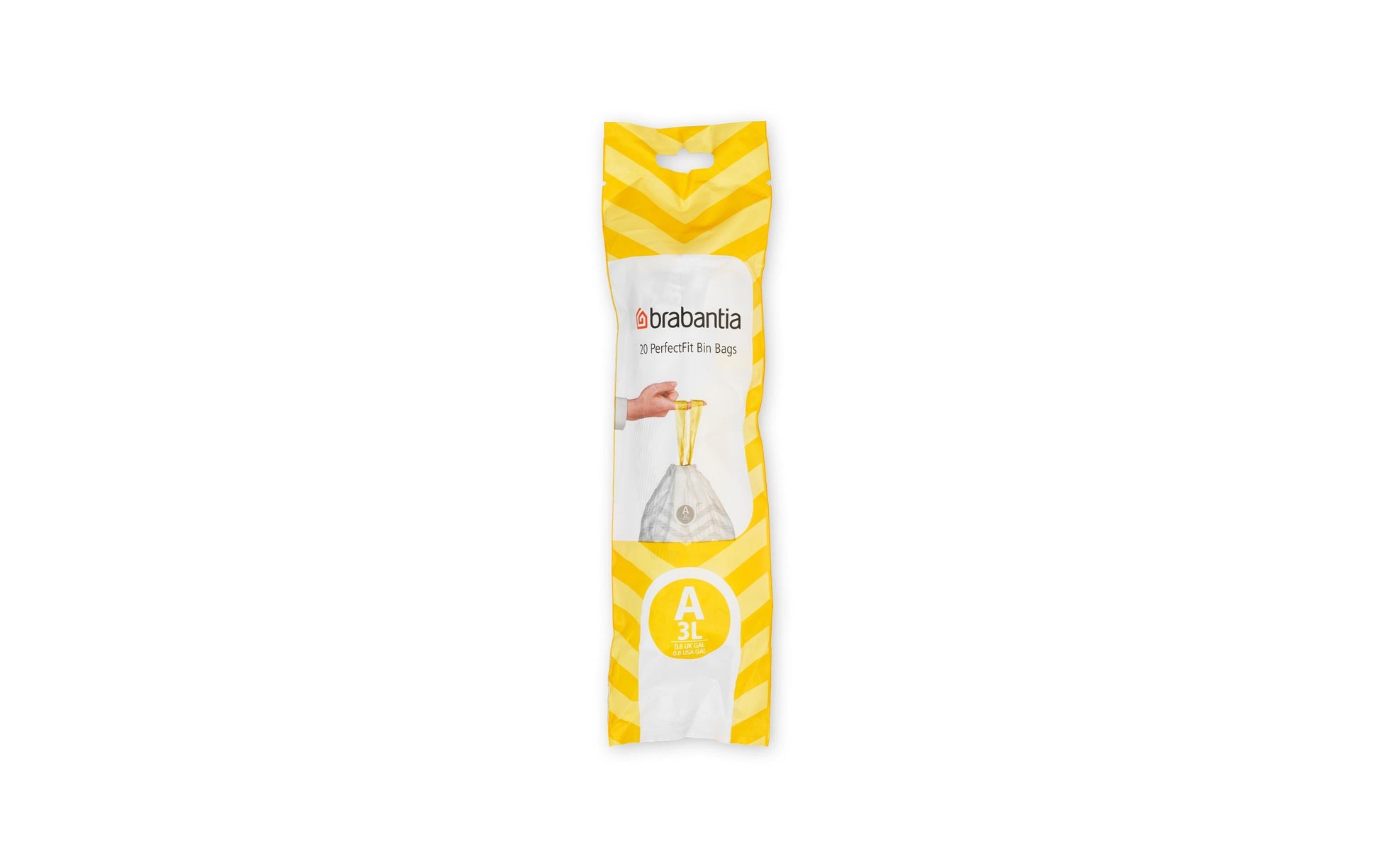 Brabantia Kehrichtsack für PerfectFit A – 3 l, mit Zugband, PE, weiss, 270 × 290 mm, 20 Stk