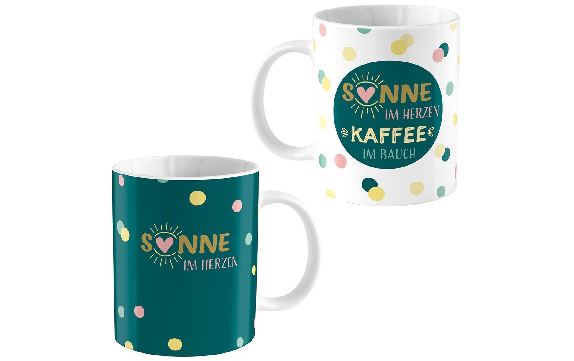 Sheepworld Zaubertasse – 350 ml, Ø 8,1 cm × H 9,7 cm, Keramik, Weiss/Grün, nicht spülmaschinenfest