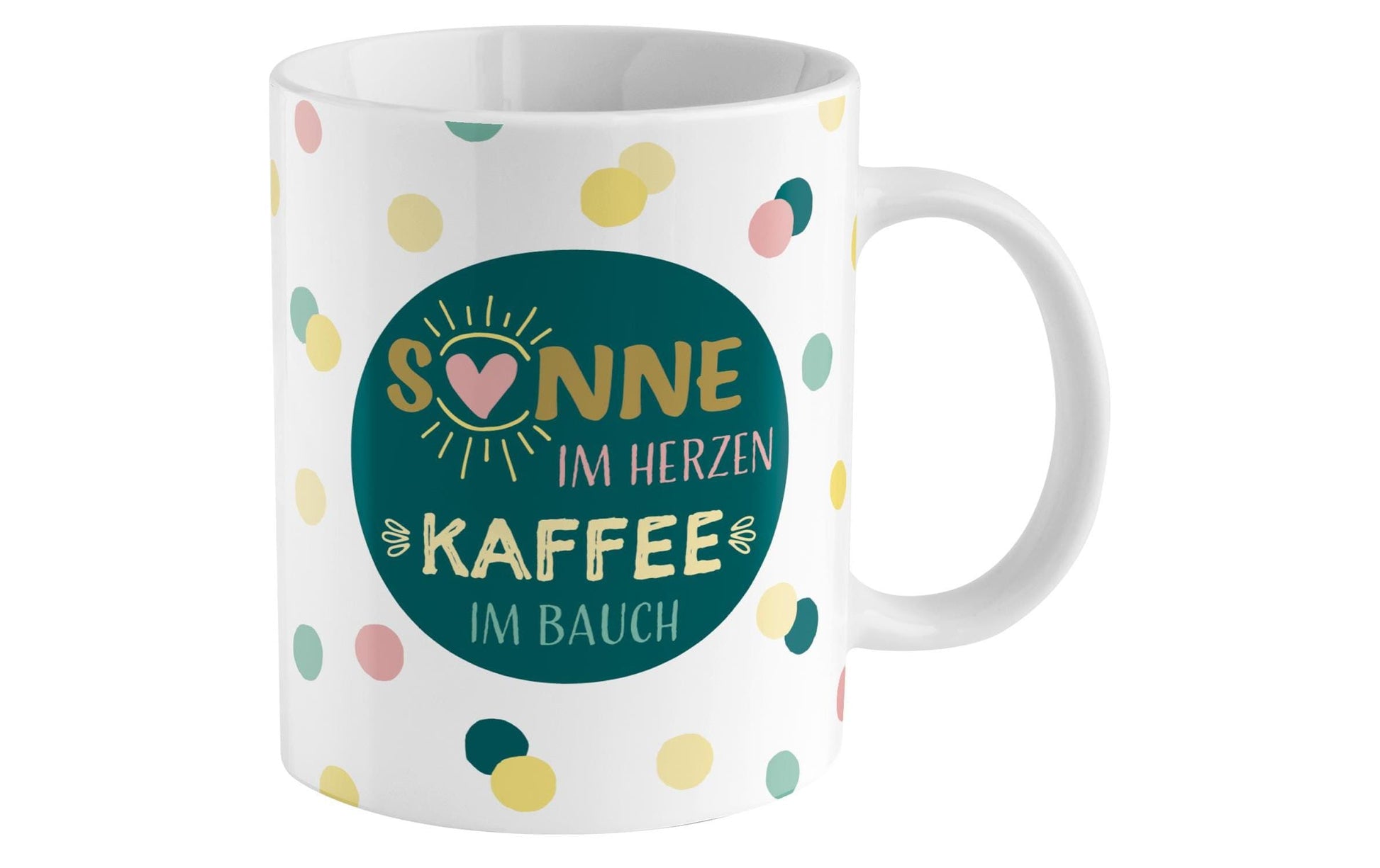 Sheepworld Zaubertasse – 350 ml, Ø 8,1 cm × H 9,7 cm, Keramik, Weiss/Grün, nicht spülmaschinenfest