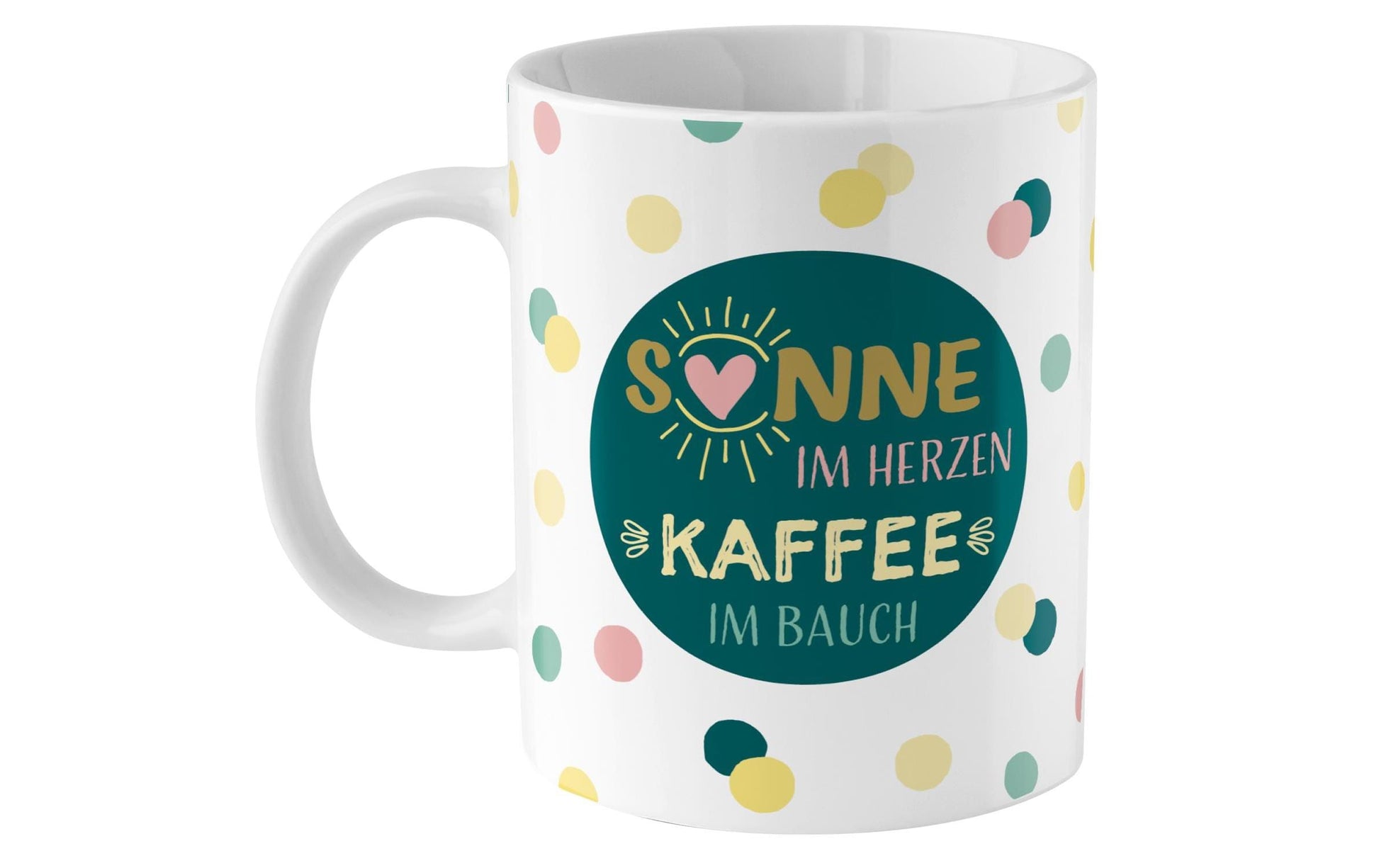 Sheepworld Zaubertasse – 350 ml, Ø 8,1 cm × H 9,7 cm, Keramik, Weiss/Grün, nicht spülmaschinenfest