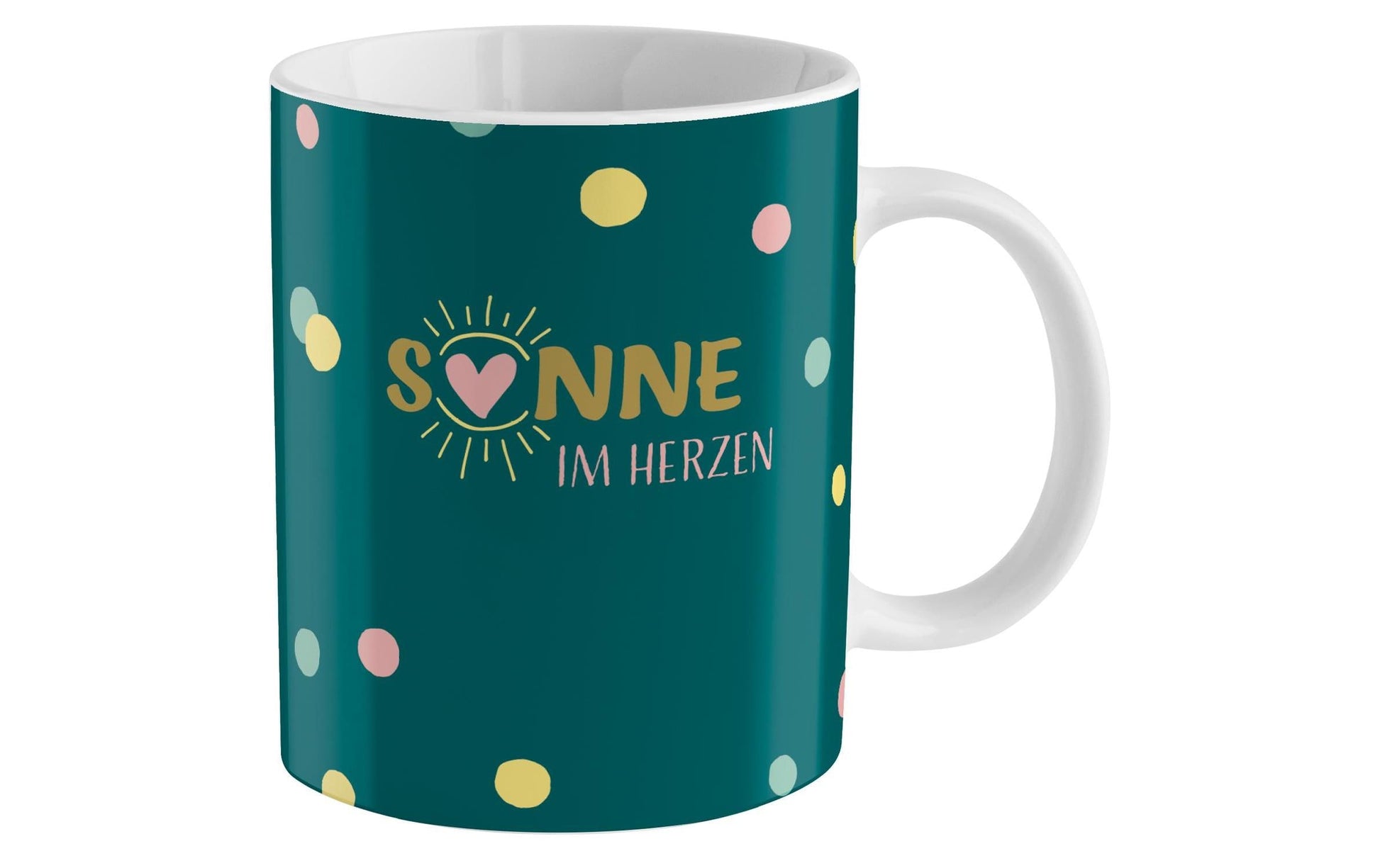 Sheepworld Zaubertasse – 350 ml, Ø 8,1 cm × H 9,7 cm, Keramik, Weiss/Grün, nicht spülmaschinenfest