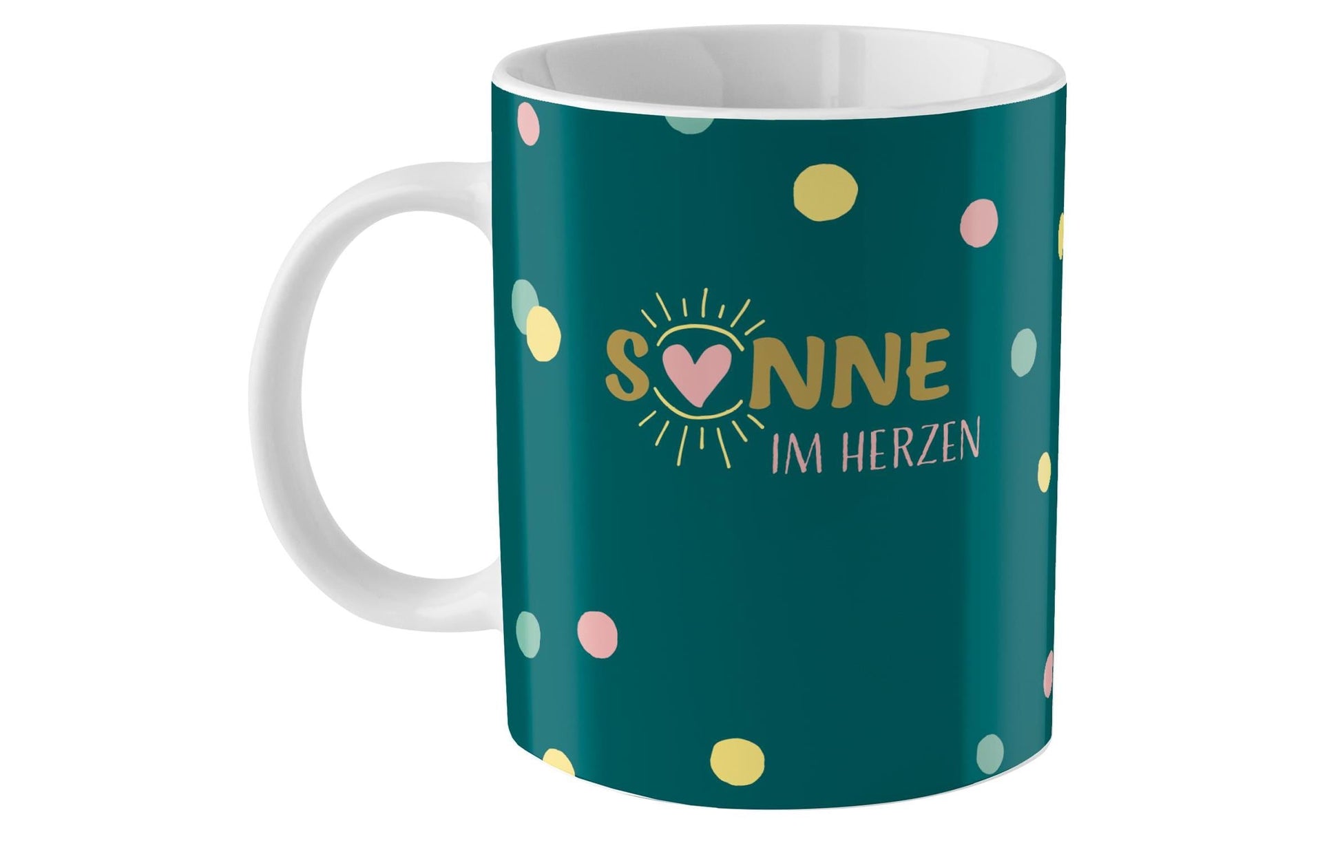 Sheepworld Zaubertasse – 350 ml, Ø 8,1 cm × H 9,7 cm, Keramik, Weiss/Grün, nicht spülmaschinenfest