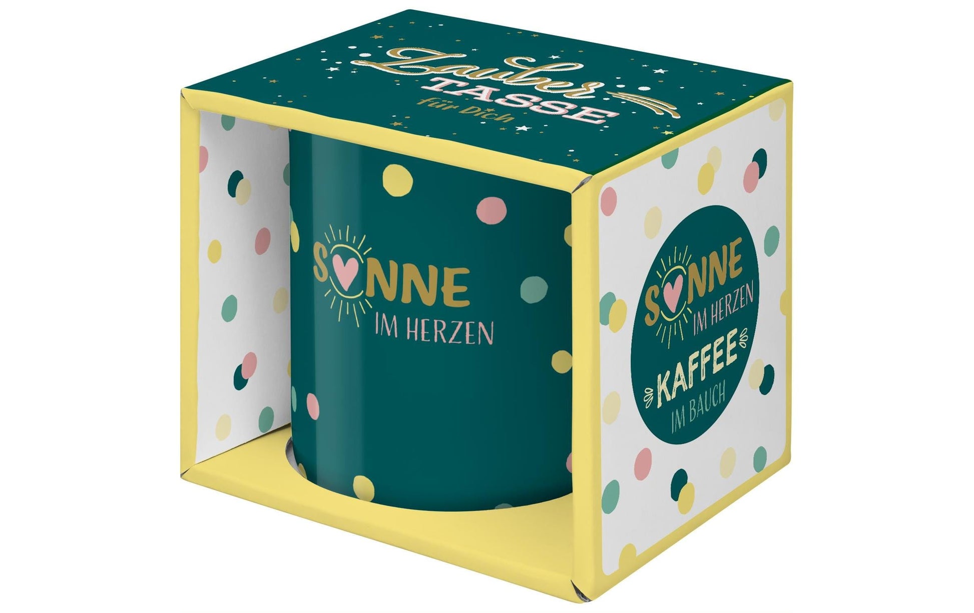Sheepworld Zaubertasse – 350 ml, Ø 8,1 cm × H 9,7 cm, Keramik, Weiss/Grün, nicht spülmaschinenfest