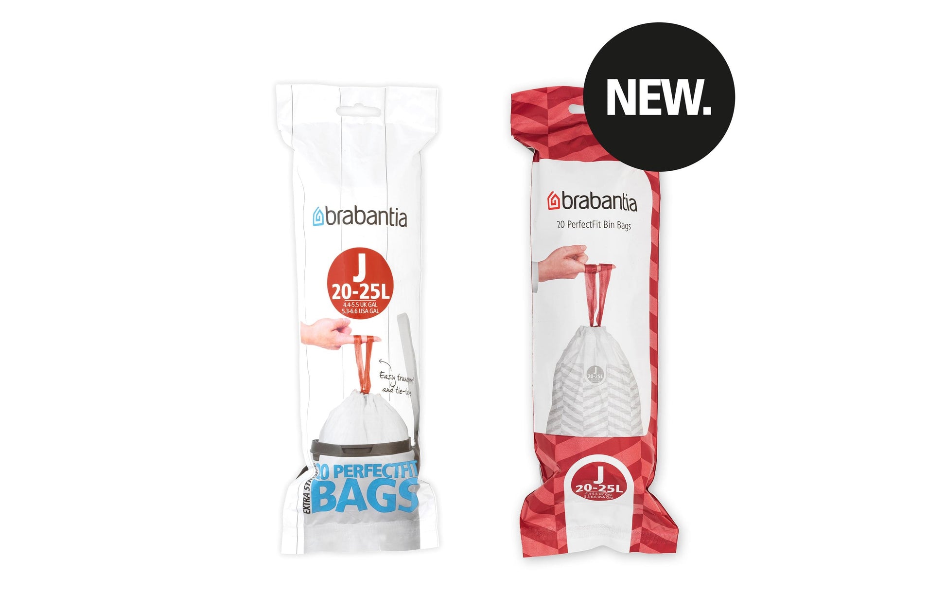 Brabantia Kehrichtsack PerfectFit – 23 l, mit Zugband, HDPE, weiss, 535 × 550 mm, 20 Stk