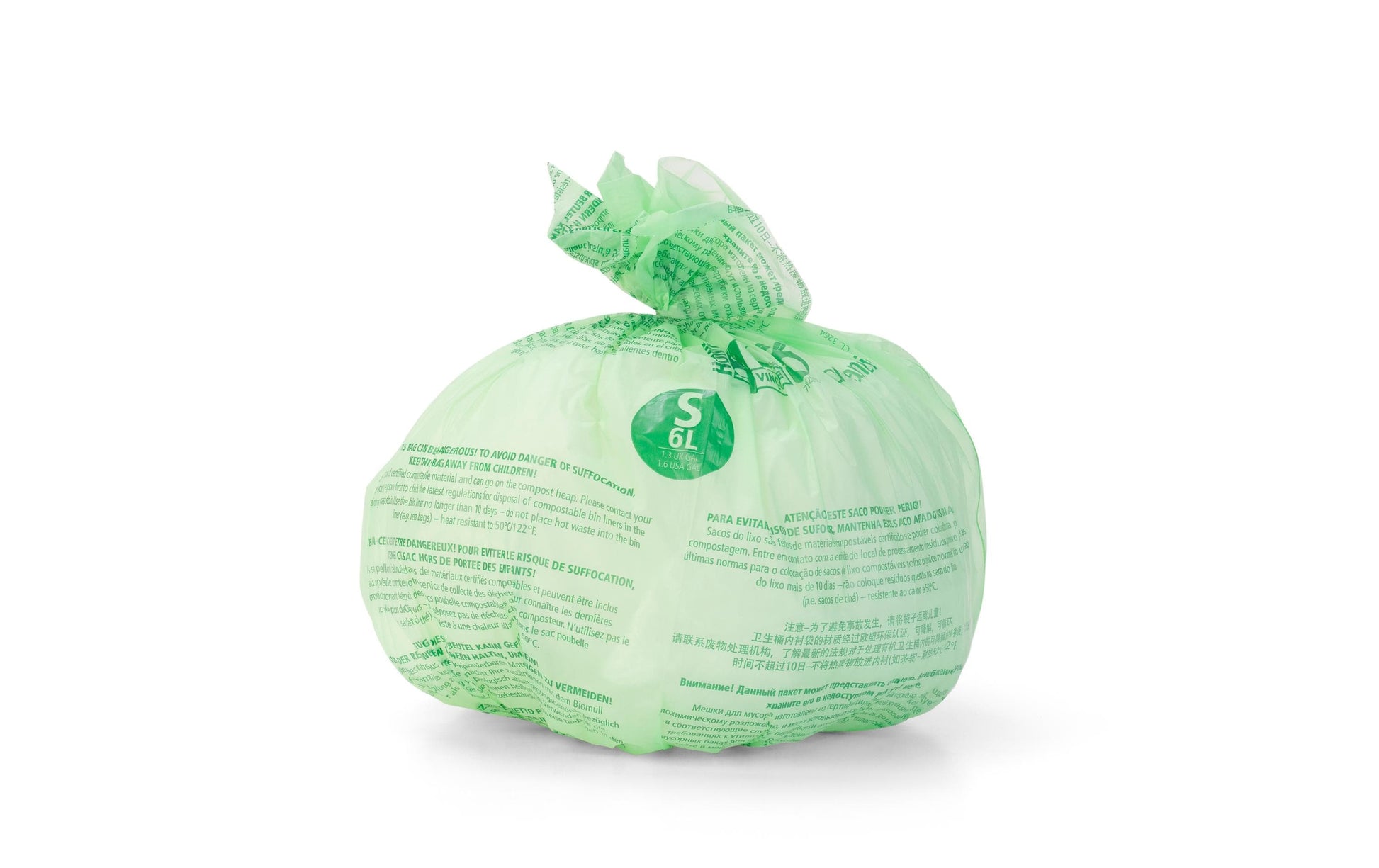 Brabantia Kompostierbeutel PerfectFit – 6 l, mit Zugband, PE, grün, 380 × 395 mm, 10 Stk