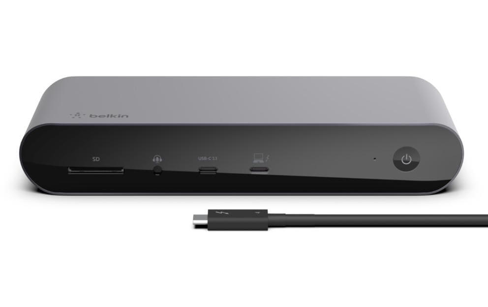 Belkin Dock Pro Dockingstation – Thunderbolt 4, 2× HDMI, 4× USB-A, 1× USB-C, 90 W PD, GbE, SD, TB4 × 2