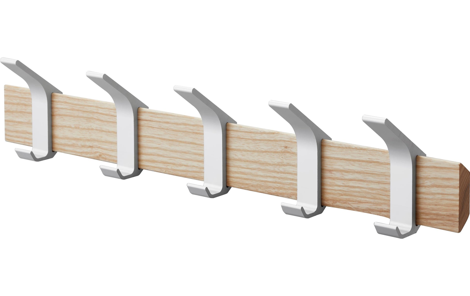 Yamazaki Wandgarderobe – 5 Haken, Holz/Aluminium, Silber, 65 × 50 × 10 cm