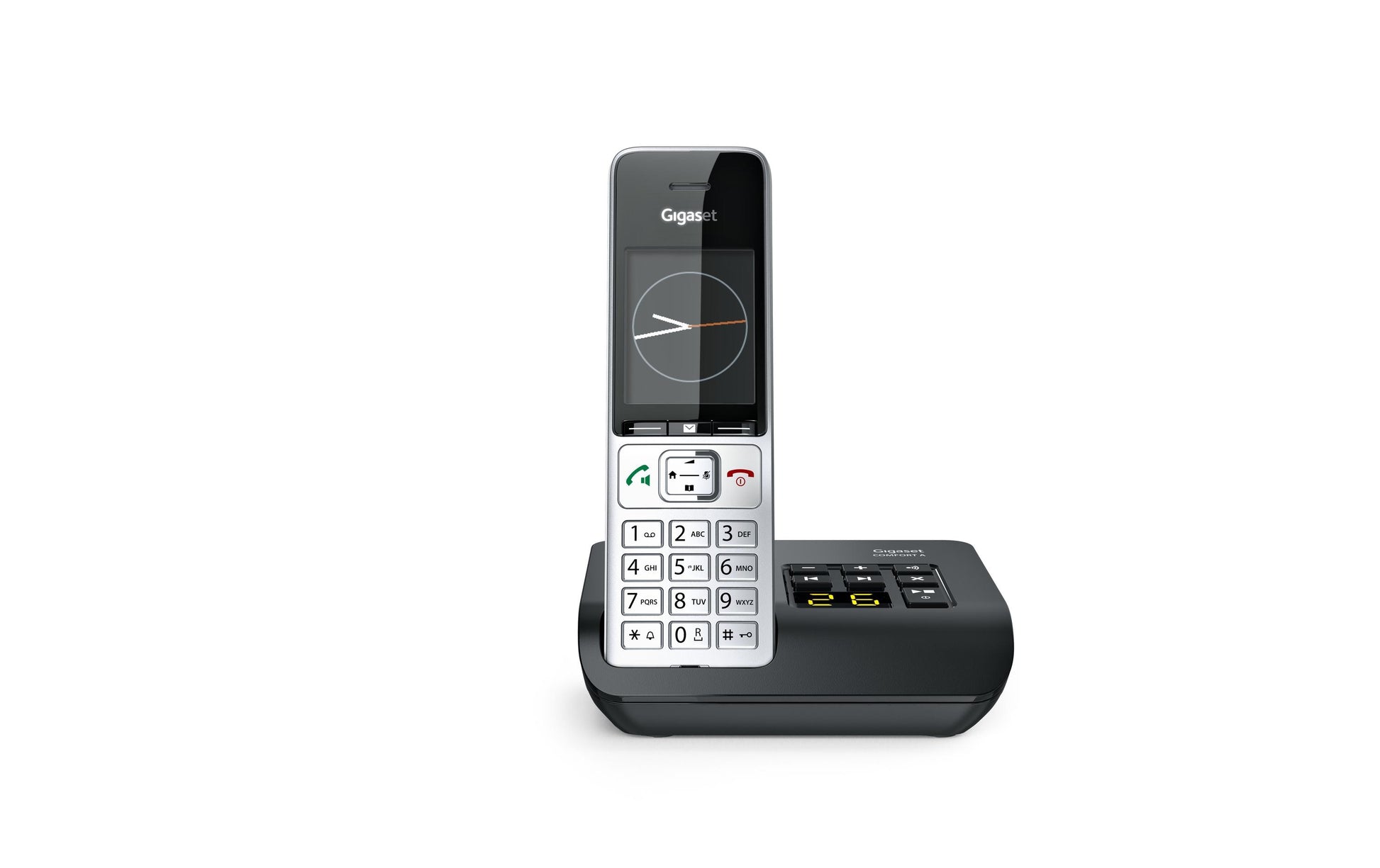 Gigaset Comfort 500A – DECT-Telefon mit Basis, 2,2", mit Anrufbeantworter, Freisprechen, silber