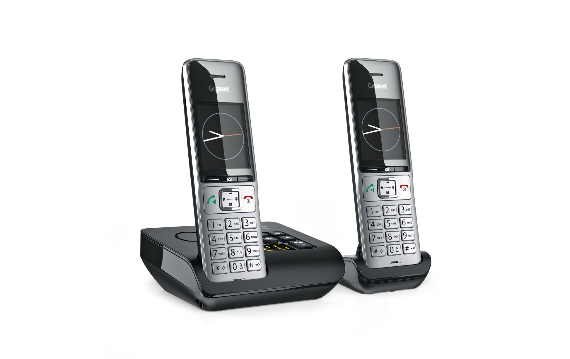 Gigaset Comfort 500 A Duo – mit Anrufbeantworter, inkl. 2 Mobilteile, Schwarz/Silber